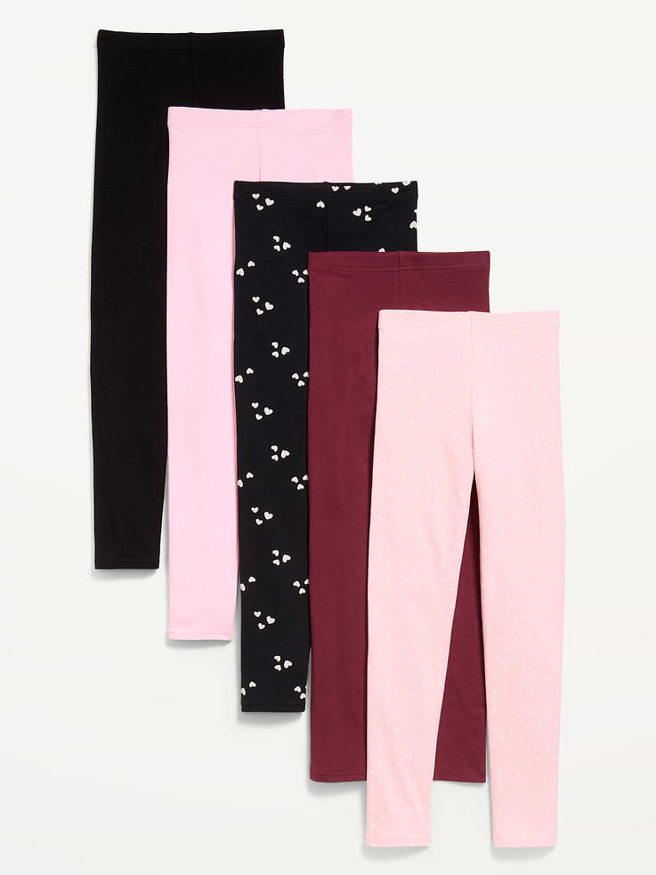 Image 1 of 2, pack includes 5 pairs of leggings, elasticized waistband, Product #884740