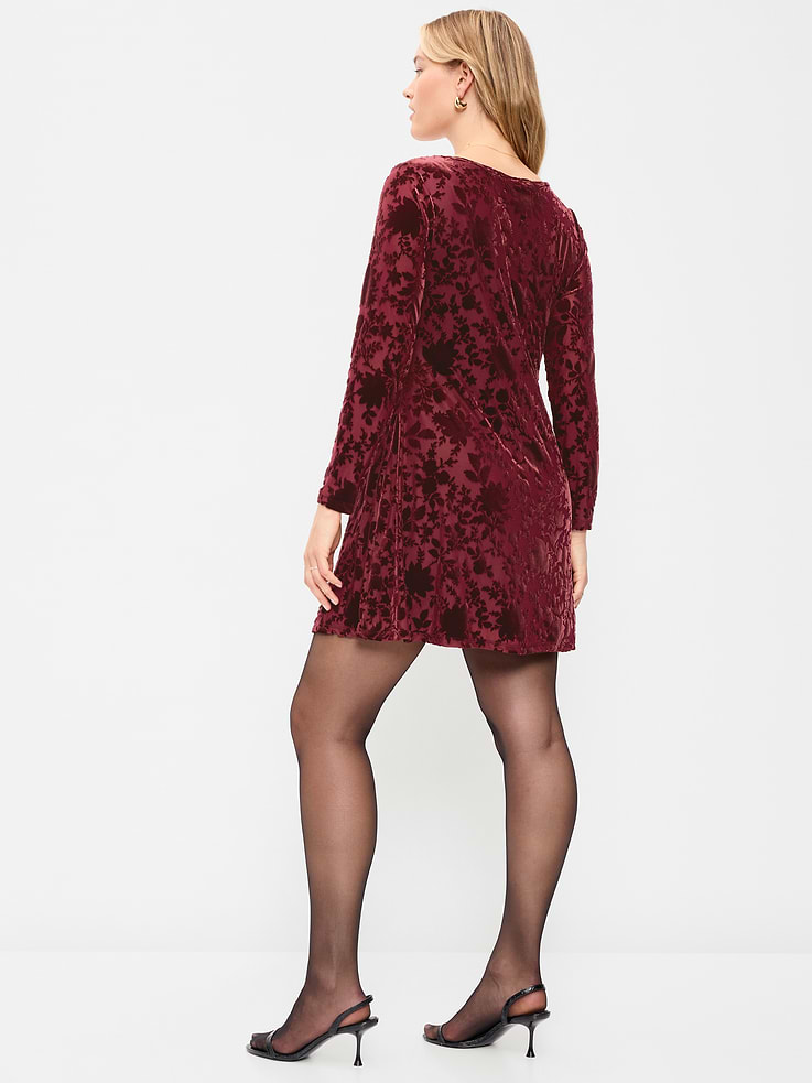 Image 3 of 5, Floral Burnout Velvet Fit & Flare Mini Dress