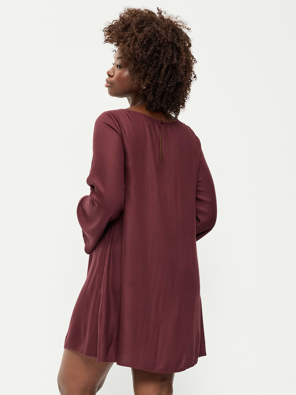 Image 3 of 3, Long-Sleeve Crepe Swing Mini Dress