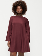 Image 1 of 3, boat neckline, long sleeves with slightly flared cuffs, swing silhouette, mini length, Product #1199534