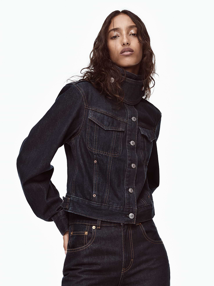 Image 10 of 10, Gap × Victoria Beckham Latch-Collar Denim Jacket, Cardmember Early Access