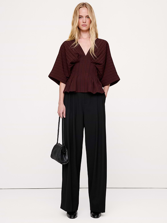 Cinched-Waist Pleated Top