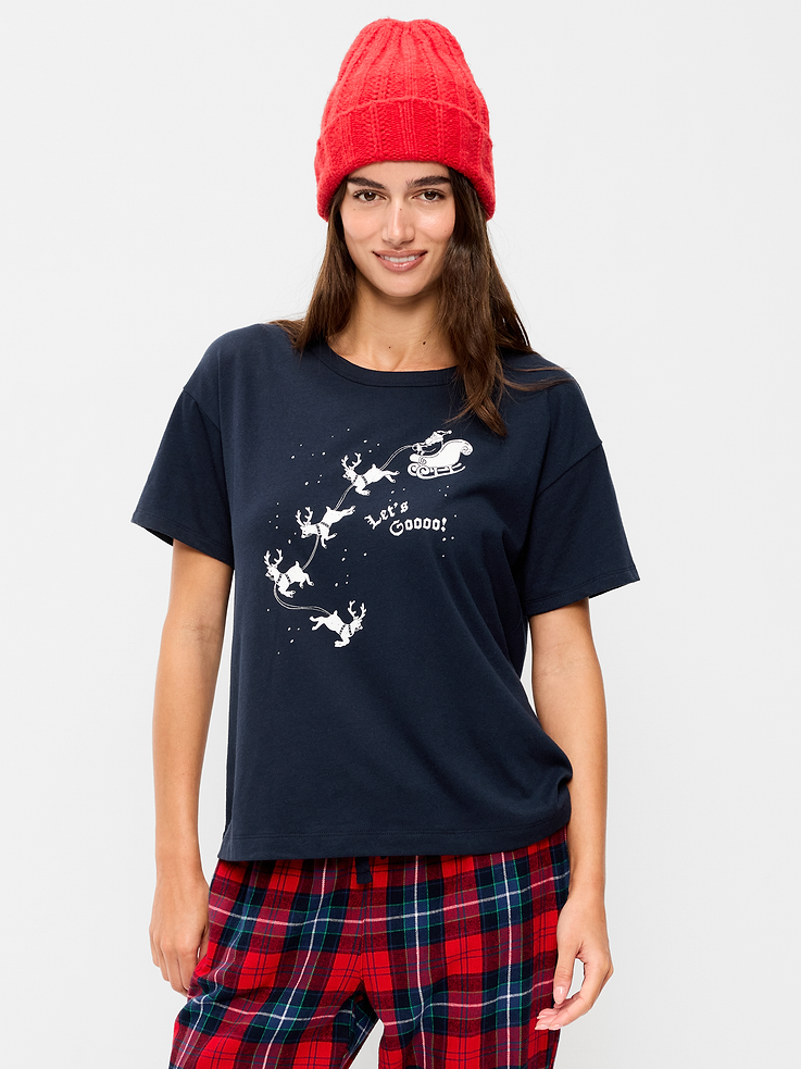 Image 3 of 6, Short-Sleeve Graphic Pajama T-Shirt