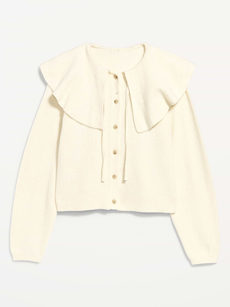Image 4 of 4, SoSoft Cape-Collar Cardigan Sweater