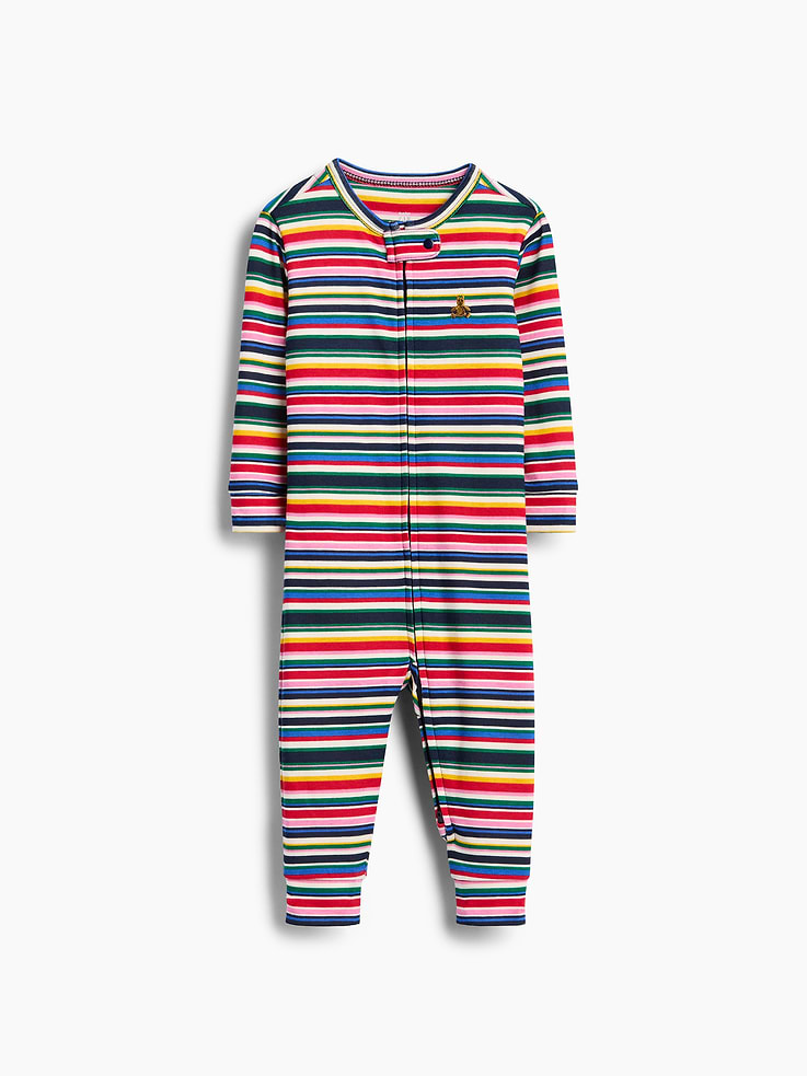 Image 1 of 3, Soft cotton jersey one-piece., Crewneck with snap tab to protect little chins., Long sleeves., Reversible two-way zipper for easy dressing and diapering., Banded cuffs., Allover print., Note: Foldover cuffs to prevent scratches on sizes up to 24M., Made with 100% organically grown cotton which is grown without the use of synthetic pesticides and fertilizers., Shop matching PJs for all., This product was made in a factory that invests in gender equity and women’s empowerment through RISE. Learn more at gapinc.com/equity ., Product #915914