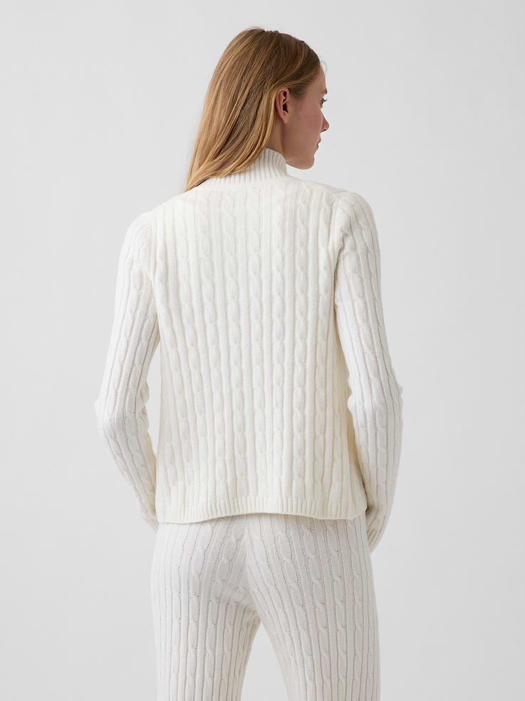 Image 3 of 5, CashSoft Cable-Knit Zip Cardigan