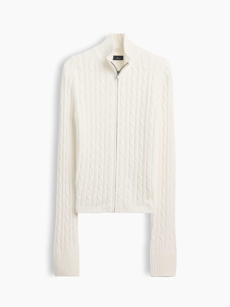 Image 5 of 5, CashSoft Cable-Knit Zip Cardigan