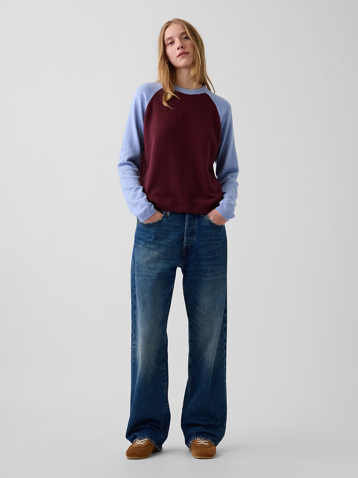 Image 2 of 5, CashSoft Raglan Sweater