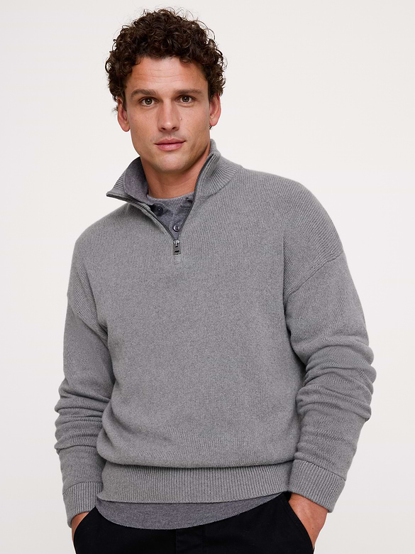 Italian Cotton-Cashmere Quarter-Zip Sweater