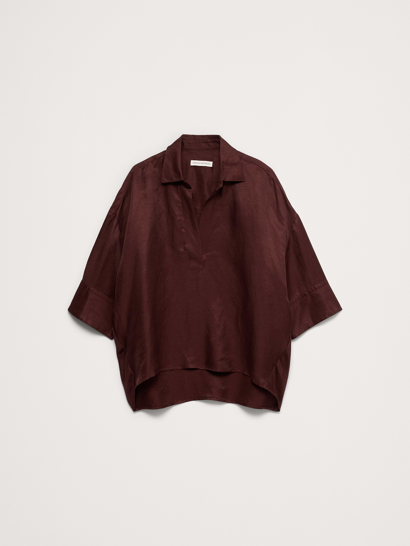Image 6 of 6, Viscose-Linen Popover Shirt
