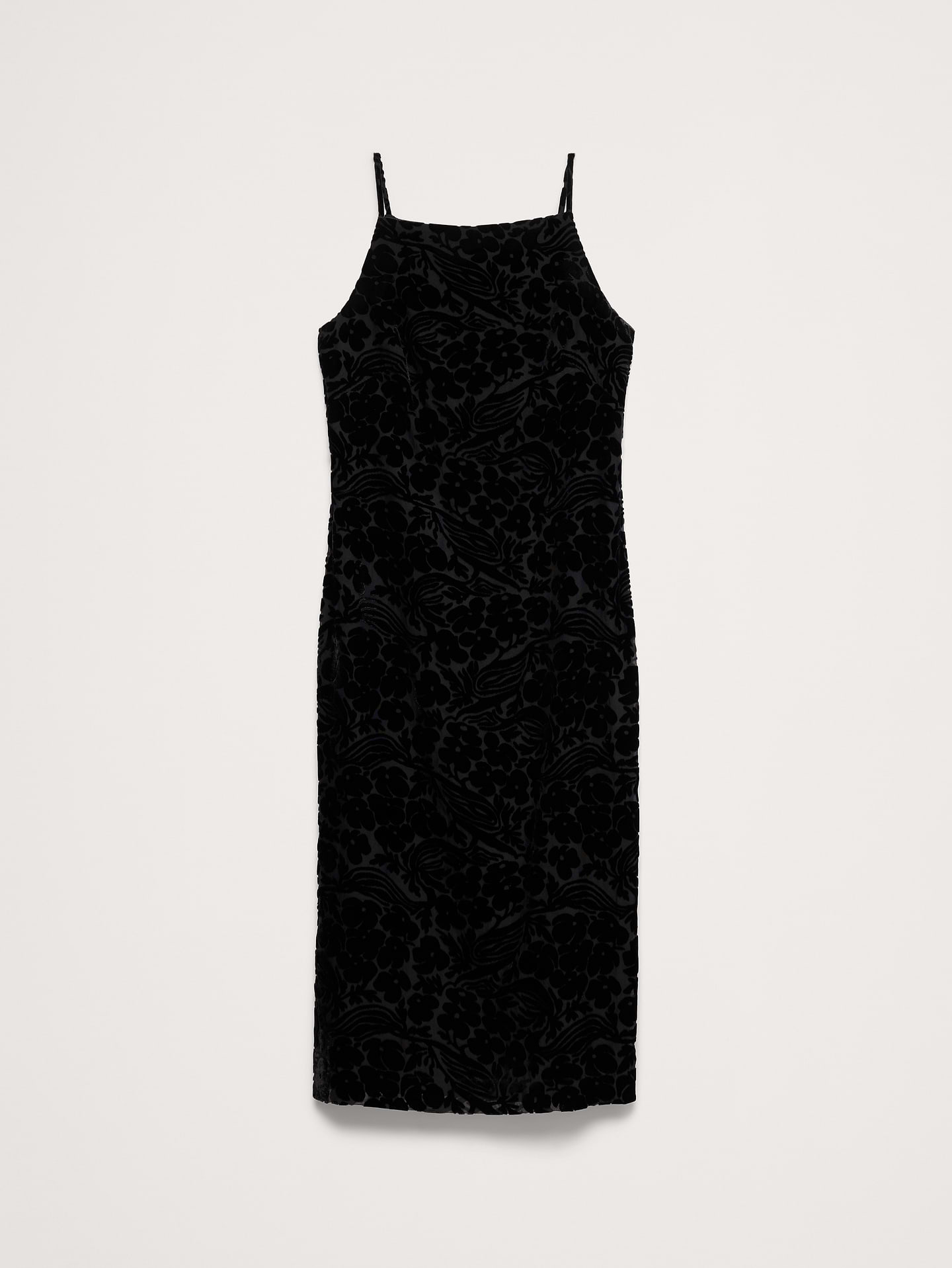 Image 5 de 5, Robe mi-longue à encolure carrée en velours à effet usé