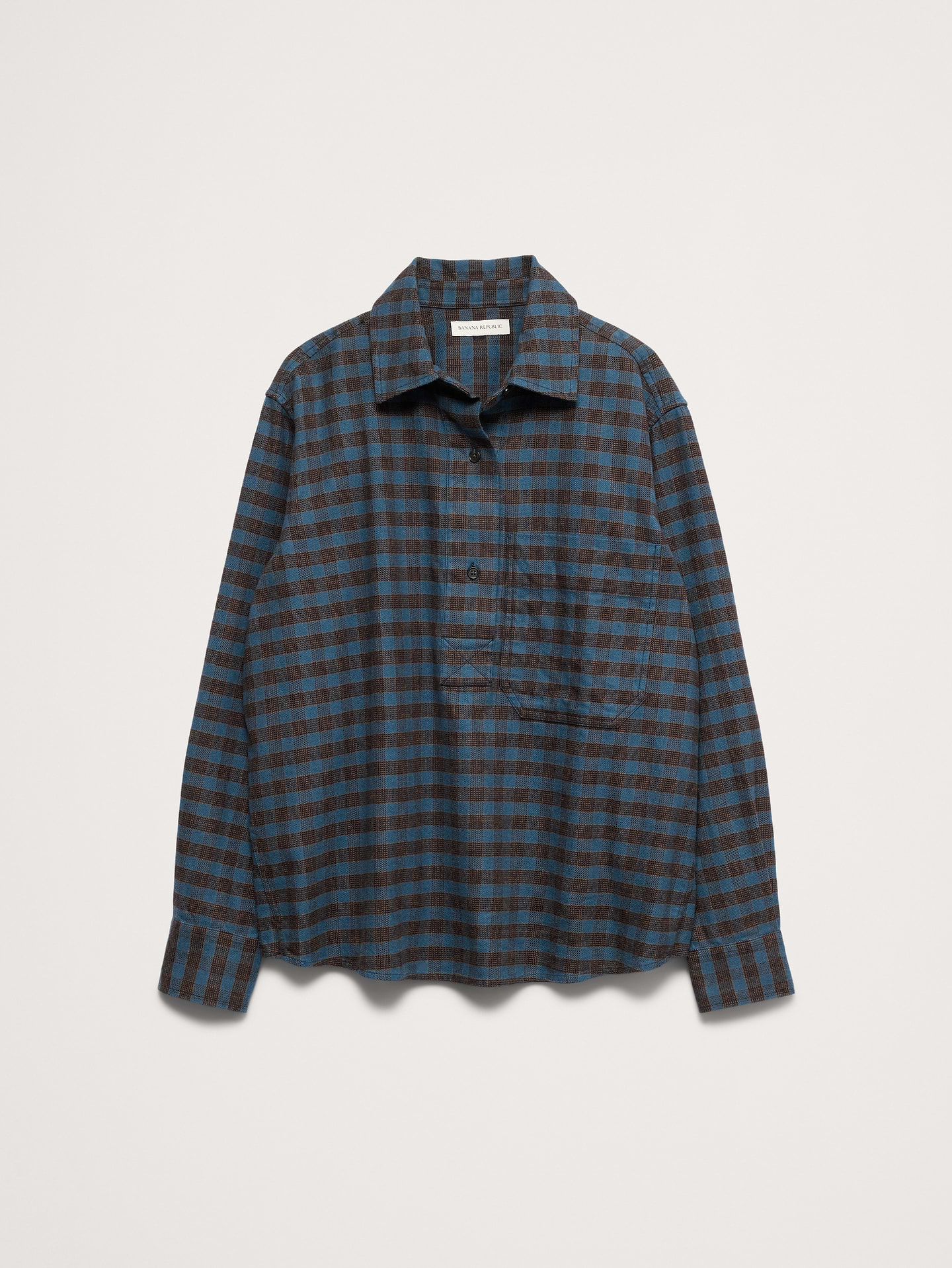 Image 6 of 6, Relaxed Cotton Popover Shirt