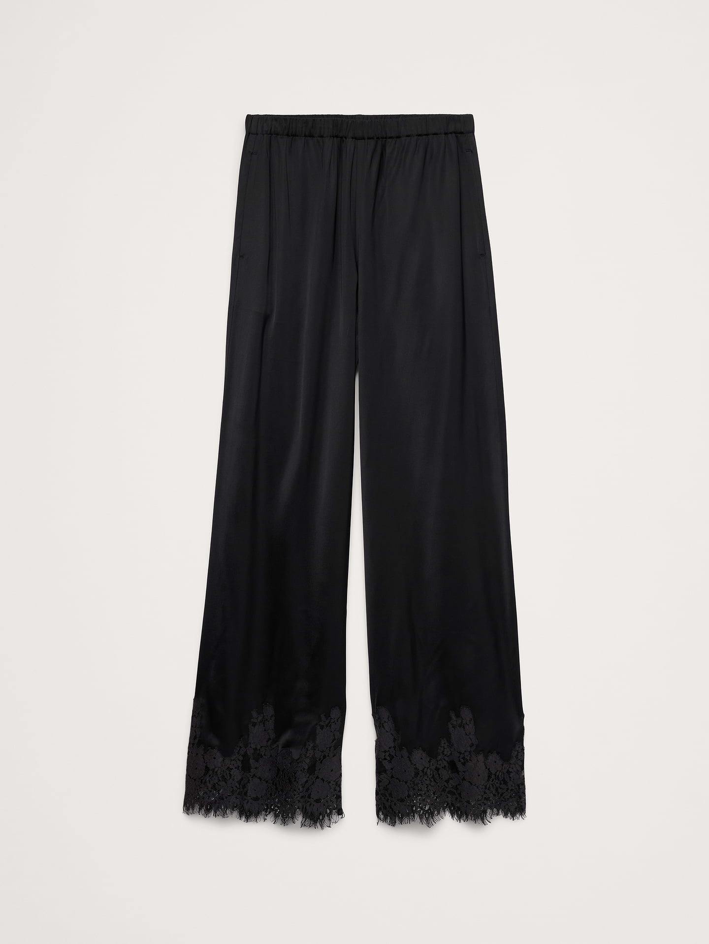 Image 6 of 7, Stretch-Satin Lace-Trim Pull-On Pant