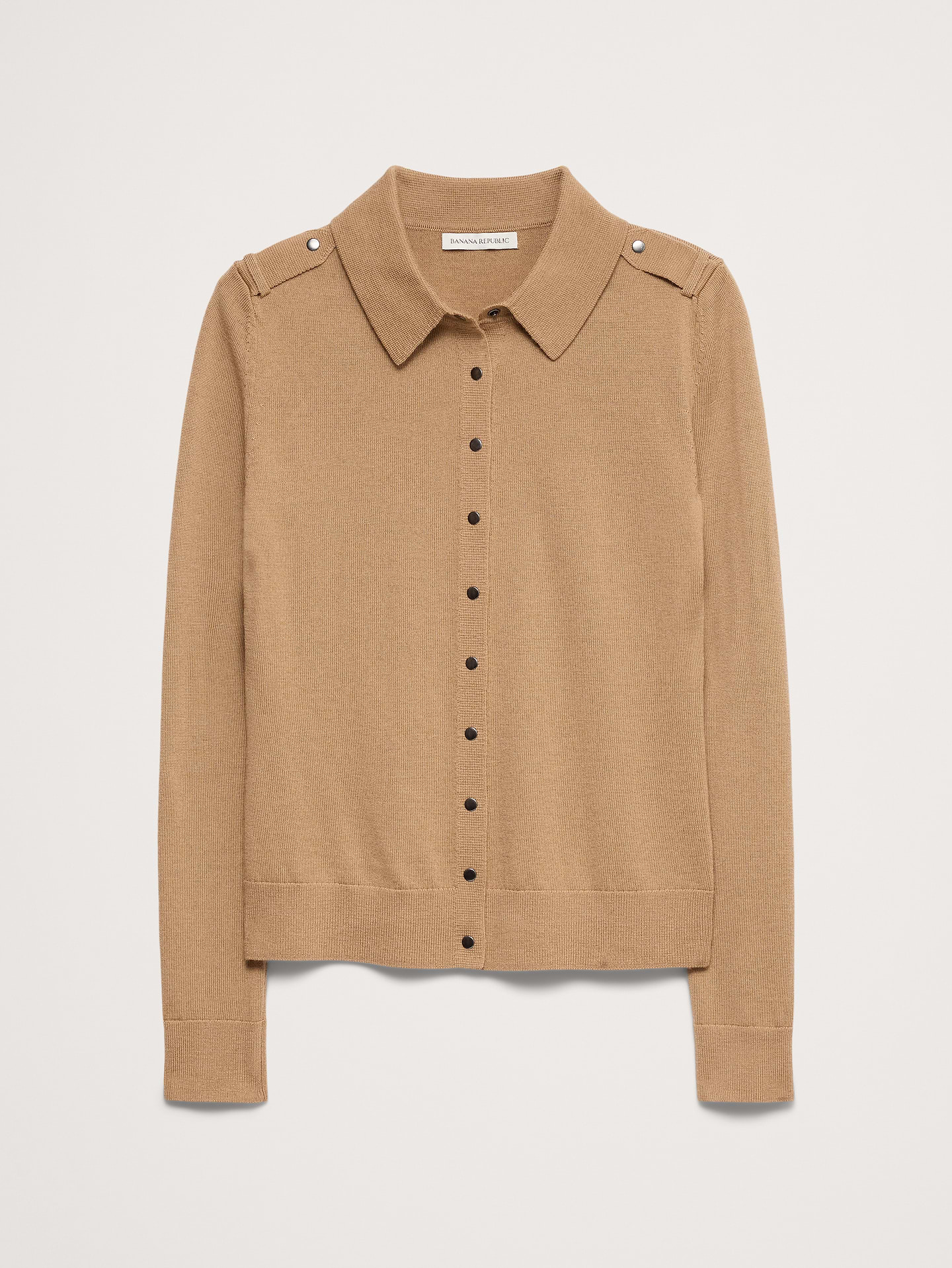 Image 4 of 7, Merino Polo Cardigan Shirt