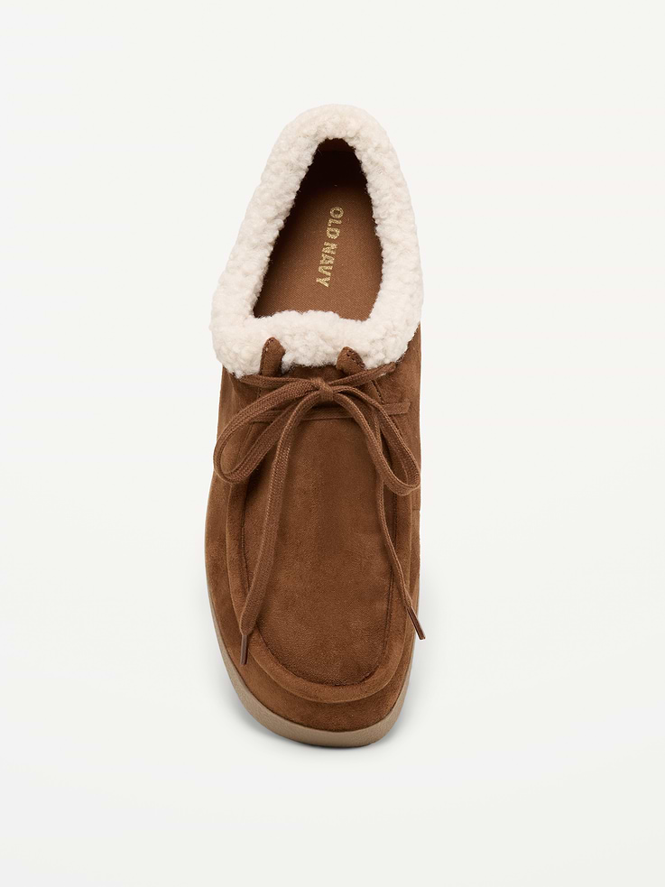 Image 2 of 4, Sherpa-Lined Lace-Up Derby Shoes for Women
