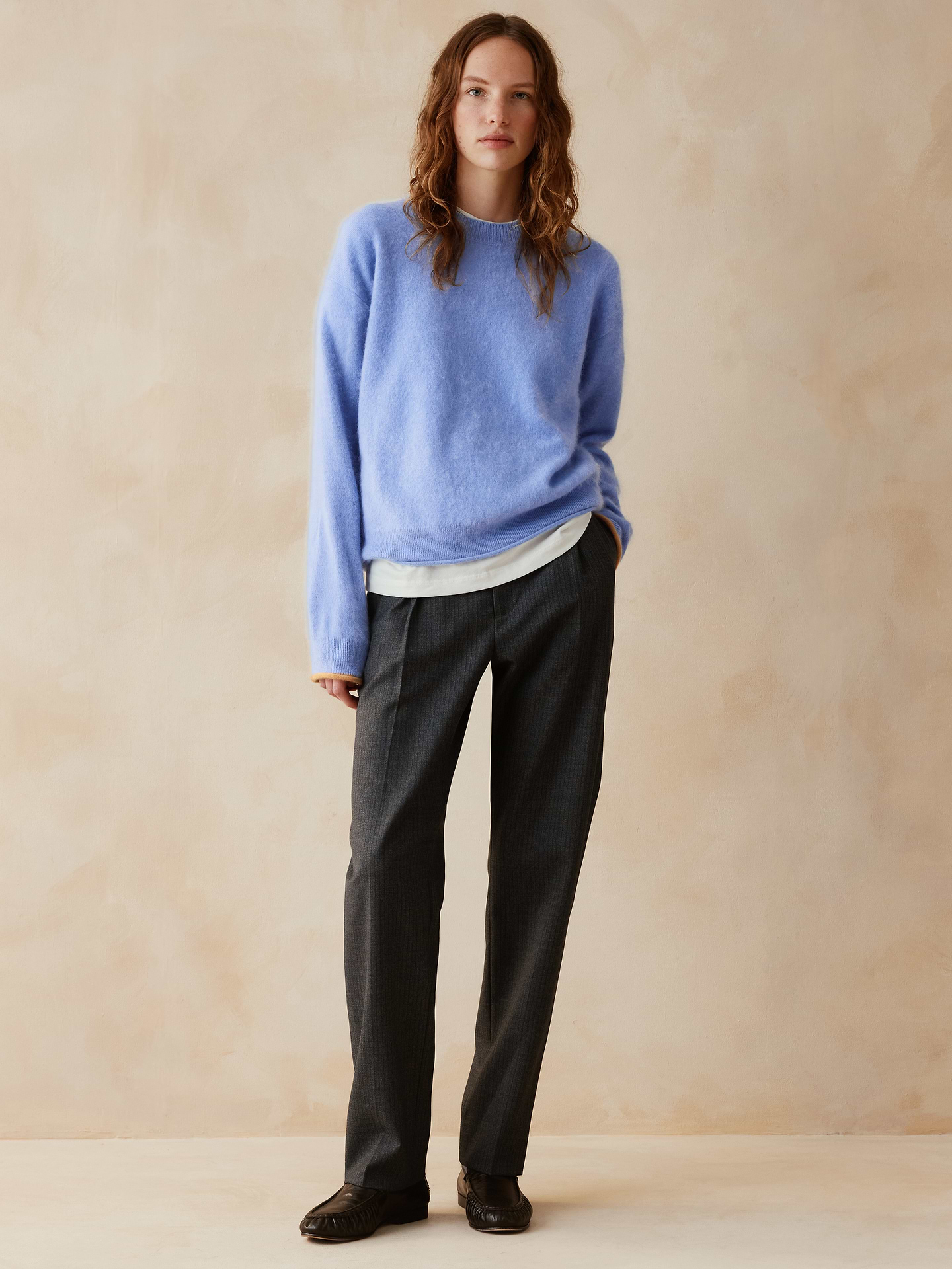 Image 1 of 8, This vintage-inspired cashmere sweater gets a brushed finish that only adds to the oversized, cozy appeal., Introducing our exclusive collaboration with ZANKOV. Future heirlooms that bring together our heritage details and the knitwear designer's vibrant textures., Relaxed Fit: A straight and roomy fit, styled oversized to work on any body., Crew neck., Straight hem., Product #1187826