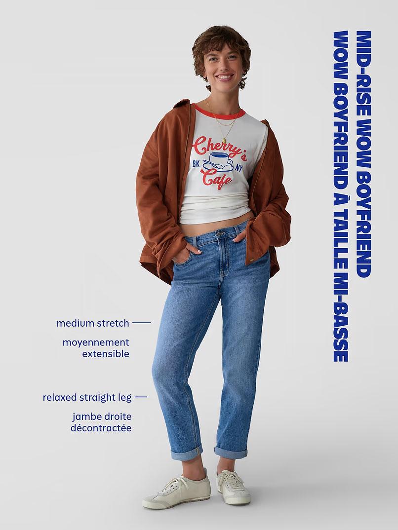 Image 5 de 10, Jean Wow Boyfriend droit à taille mi-basse