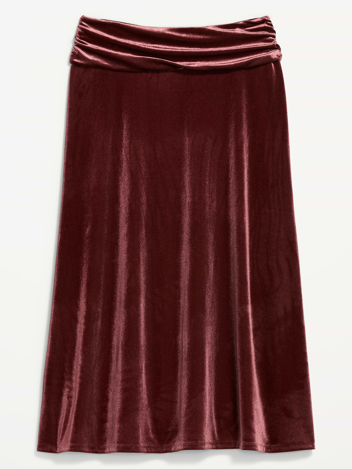 Image 2 of 2, Velvet Mid-Rise Ruched Maxi Skirt