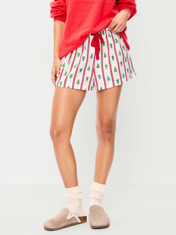 Flannel Boxer Pajama Shorts for Women