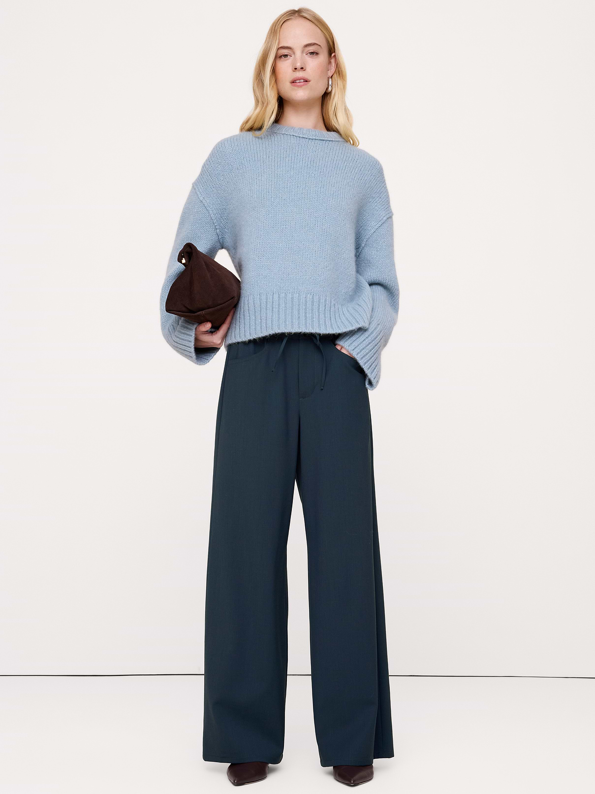 The Studio Wide-Leg Drawstring Pant in Italian Wool