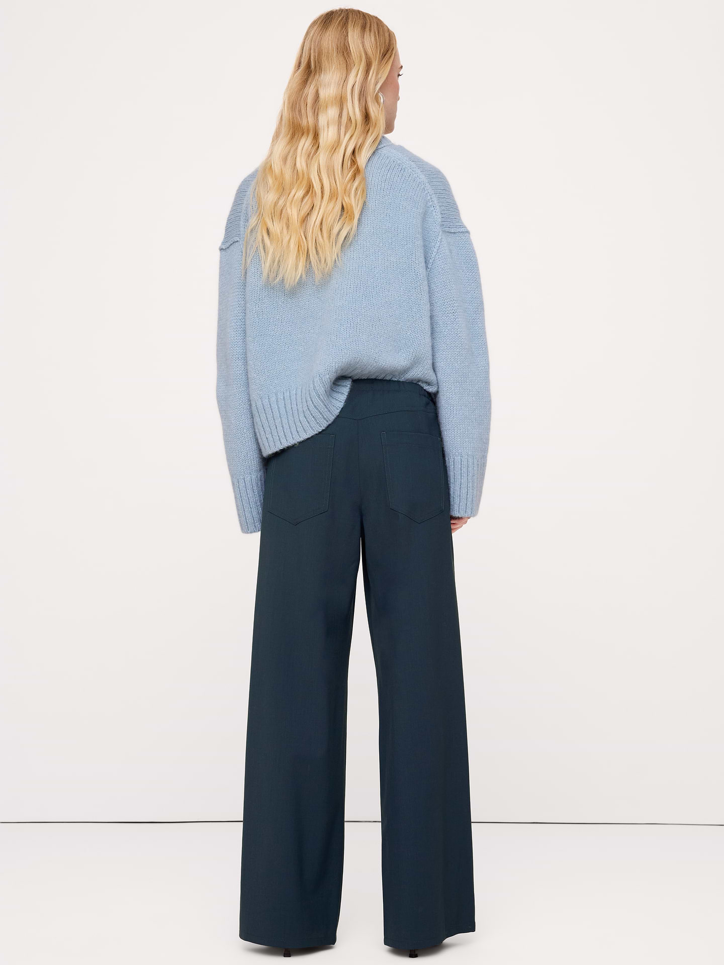 Image 2 of 8, The Studio Wide-Leg Drawstring Pant in Italian Wool