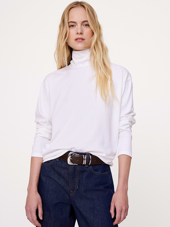 Vintage Cotton Funnel-Neck T-Shirt