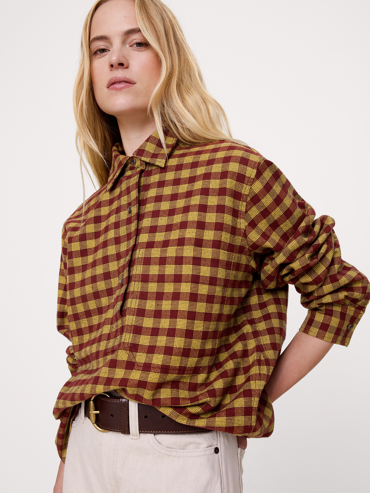 Image 3 of 6, Relaxed Cotton Popover Shirt