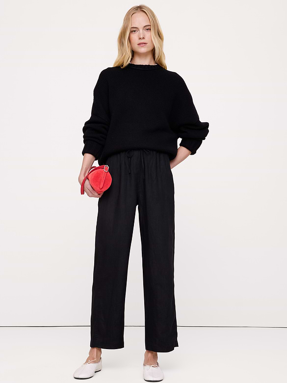 Pantalon droit à taille extensible en lin Escapade