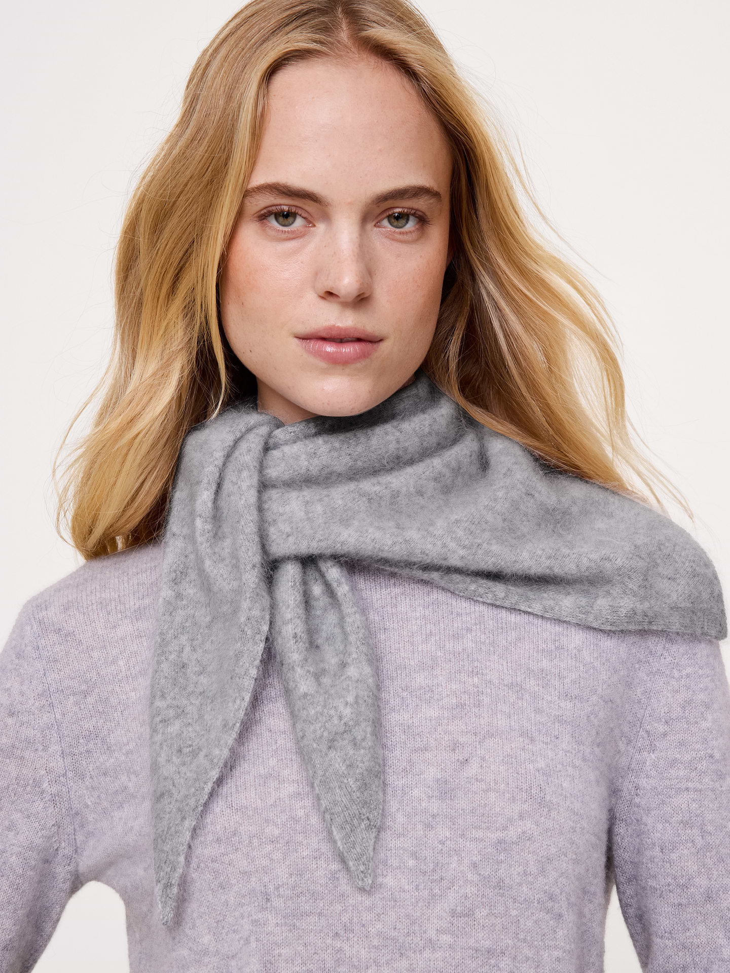 Image 6 of 7, Brushed Wool-Cashmere Triangle Scarf