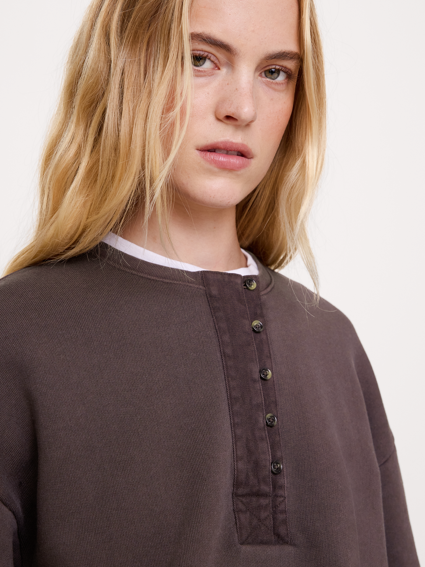 Image 3 of 4, French Terry Henley Sweatshirt