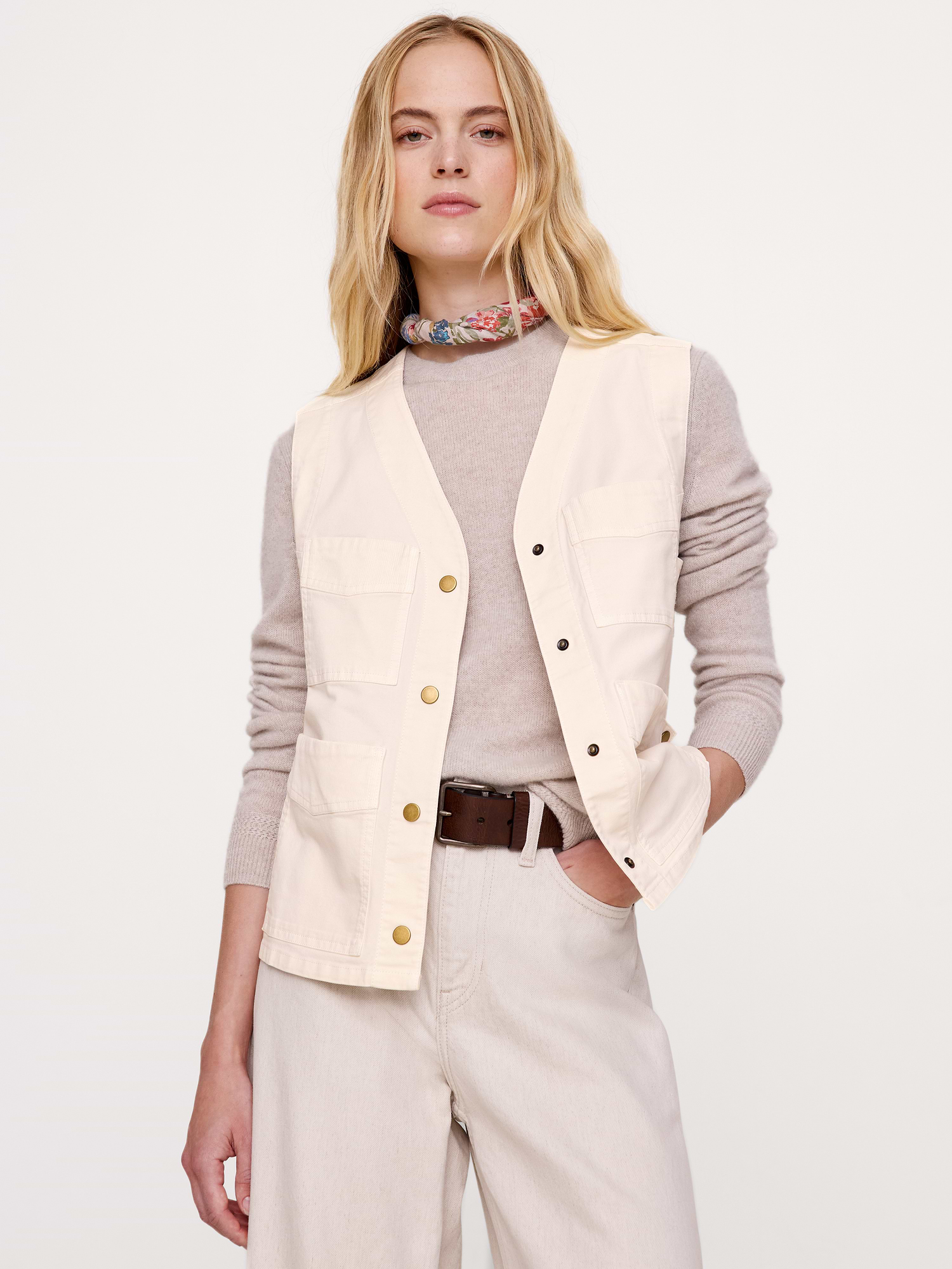 Banana Republic Stretch-Cotton Utility Vest INTERNATIONAL SHIPPING