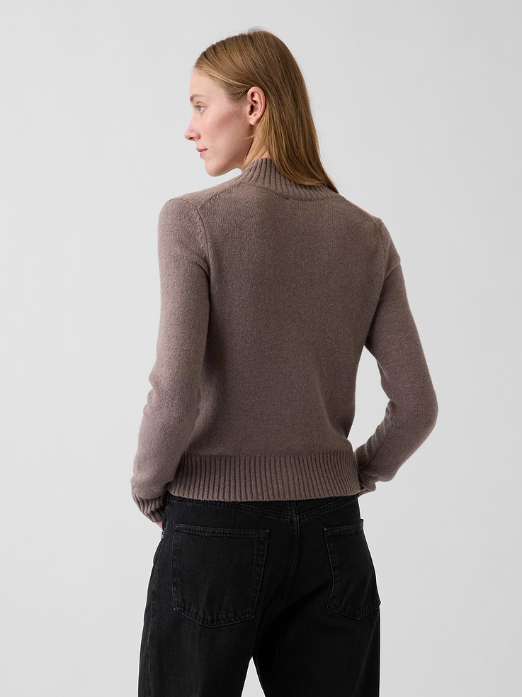 Image 3 of 5, CashSoft Mockneck Cardigan Sweater