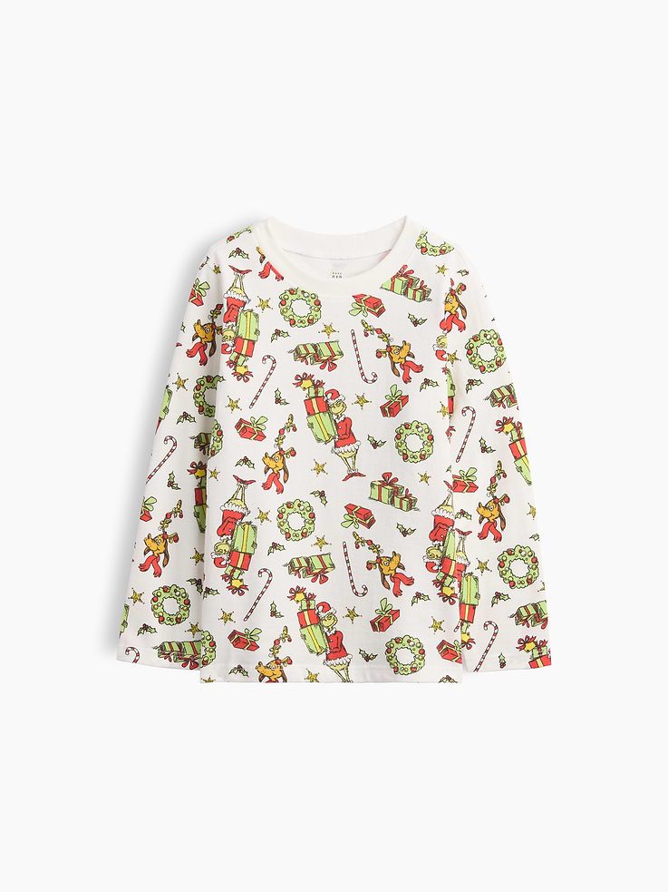 Image 1 of 3, Soft jersey knit., Long sleeves., Crewneck., Allover Dr. Seuss print., Product #1201463