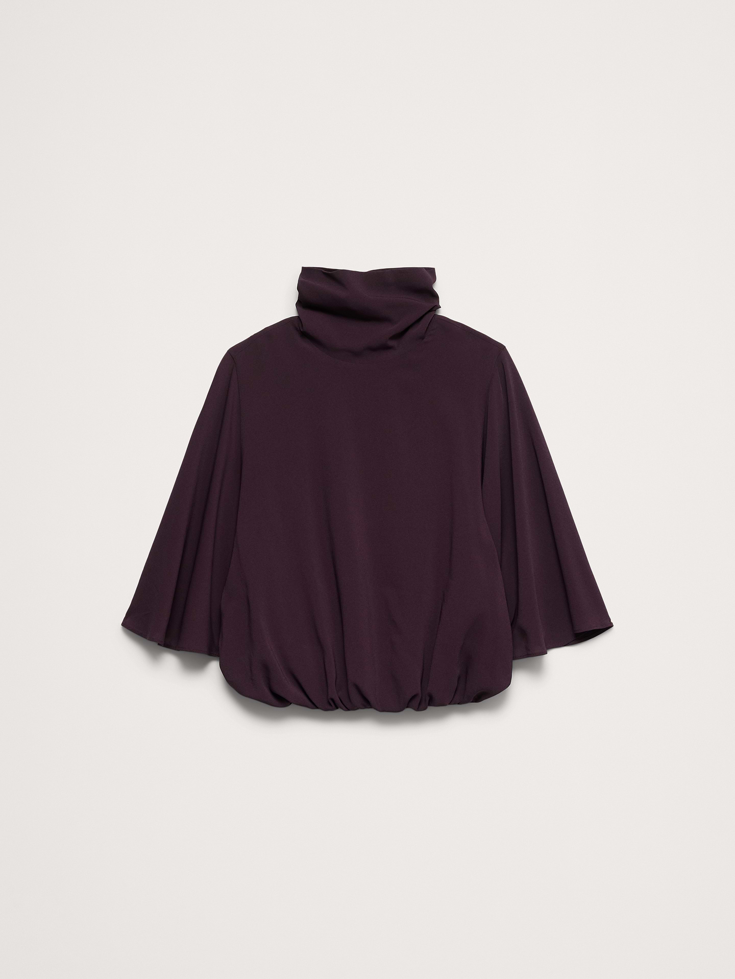 Image 4 of 4, Georgette Ruched Mock-Neck Cropped Top