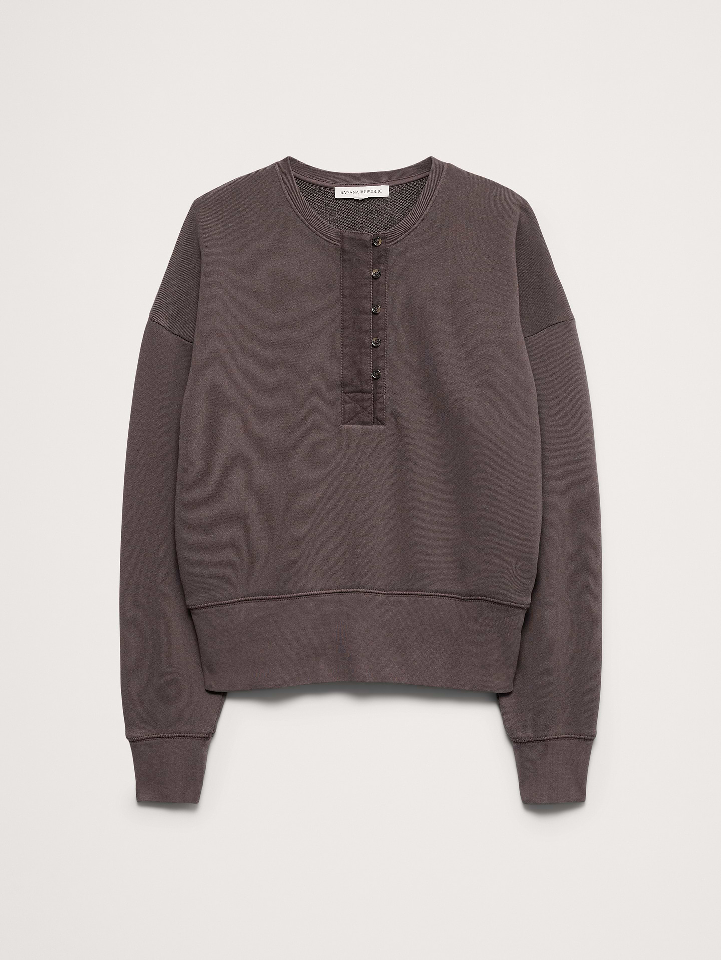 Image 4 of 4, French Terry Henley Sweatshirt