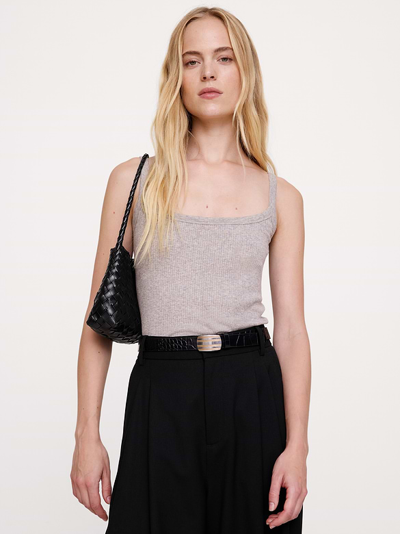 Ribbed Cotton-Modal Scoop-Neck