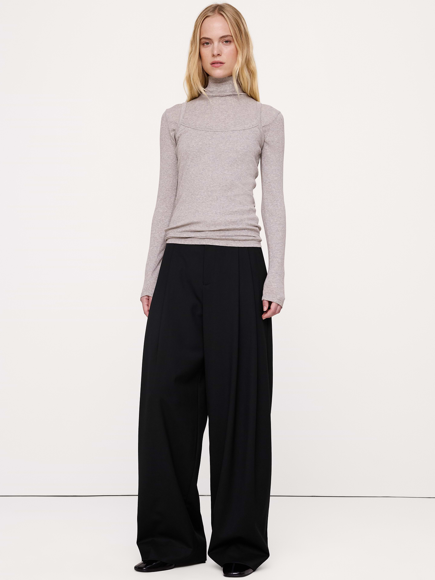 Image 3 of 4, Ribbed Cotton-Modal Scoop-Neck