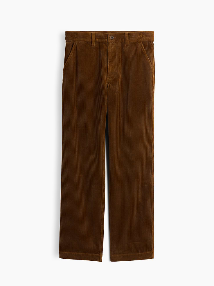 Image 2 of 2, Corduroy Flat Front Loose Trousers