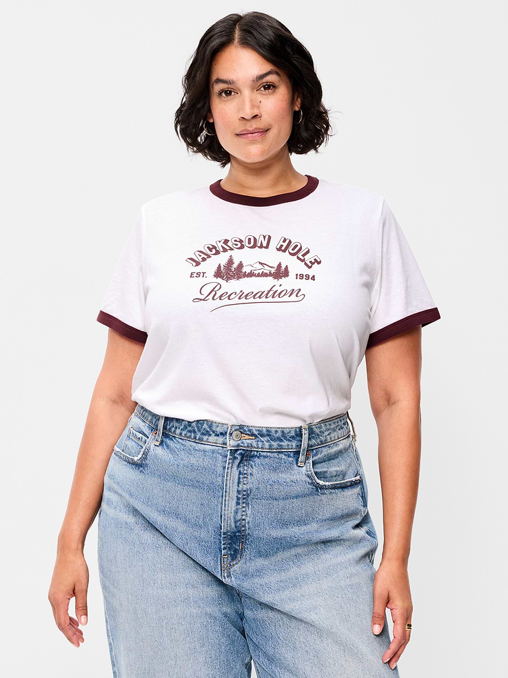 Image 7 of 10, EveryWear Crew-Neck Graphic Ringer T-Shirt