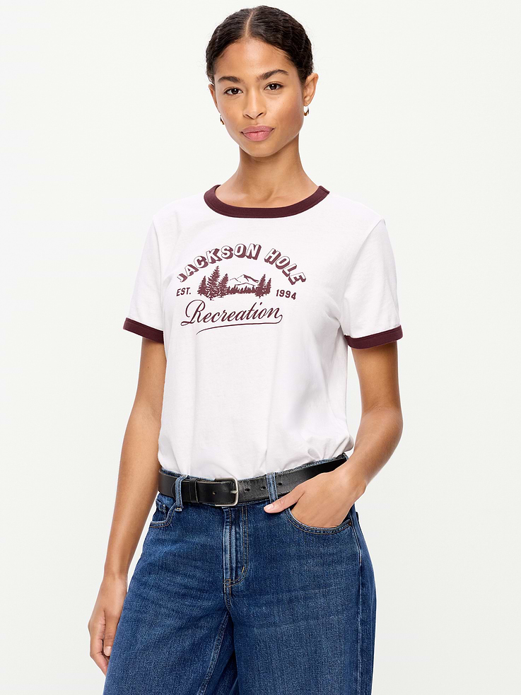 Image 1 of 10, Our EveryWear T-shirts are super-soft, with a comfortable, relaxed fit. Wear 'em with everything., rib-knit crew neck, contrast trim, short sleeves, Product #1184147