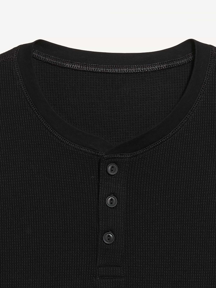 Image 4 of 4, Long-Sleeve Waffle Henley T-Shirt