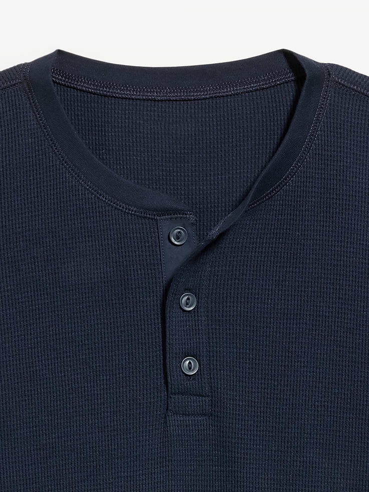Image 4 de 4, T-shirt henley en tricot gaufré à manches longues