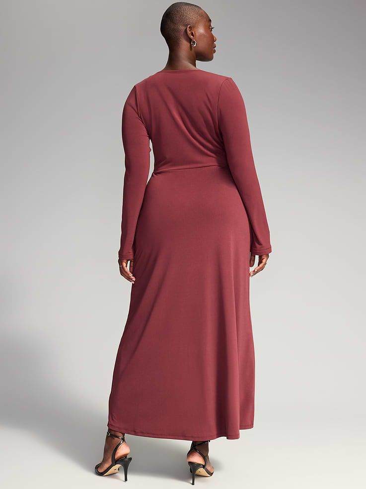 Image 8 of 10, The Occasion by Old Navy Long-Sleeve Tie-Front Maxi Dress