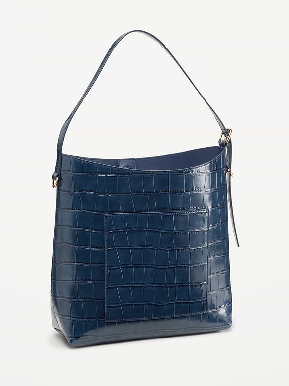 Medium Croc-Embossed Bucket Bag