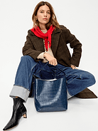 Image 2 of 5, Medium Croc-Embossed Bucket Bag
