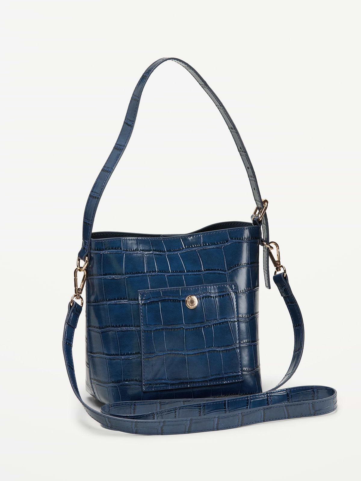 Small Preppy Croc-Embossed Bucket Bag