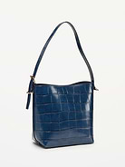 Image 2 of 4, Small Preppy Croc-Embossed Bucket Bag