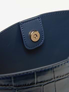Image 3 of 4, Small Preppy Croc-Embossed Bucket Bag