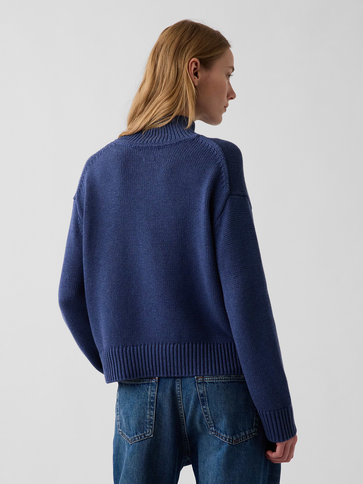 Image 3 of 5, 100% Cotton Oversized Mockneck Sweater
