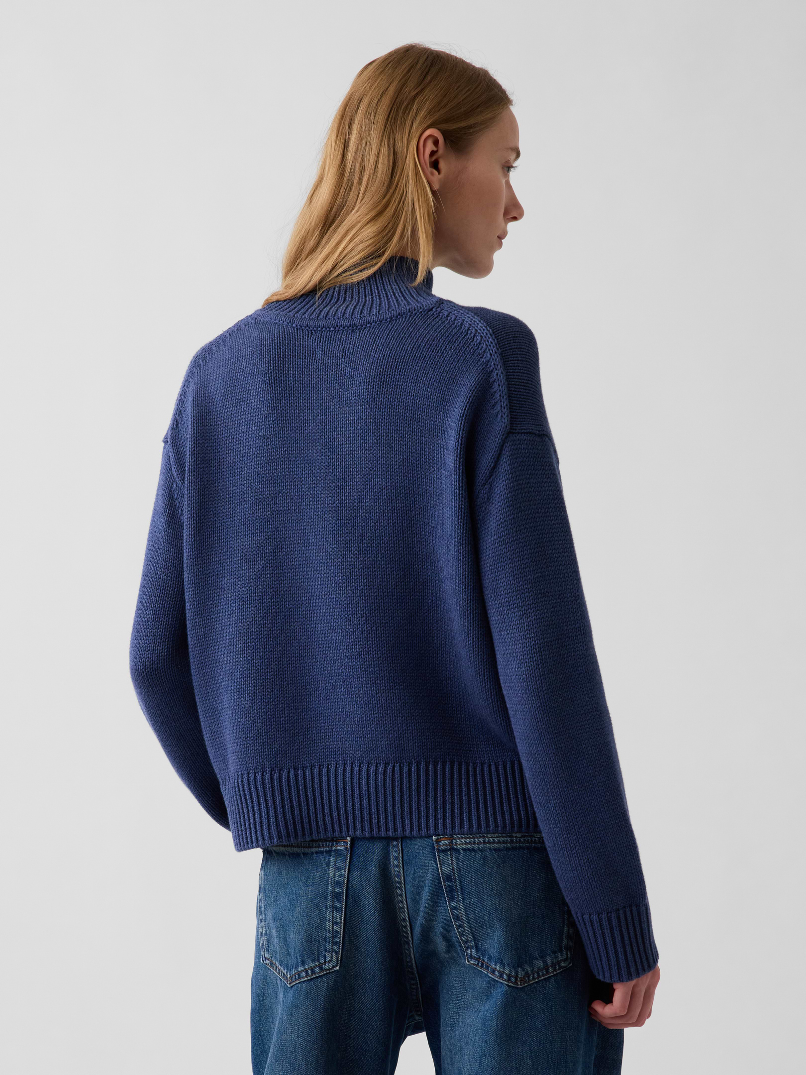 Image 3 of 5, 100% Cotton Oversized Mockneck Sweater